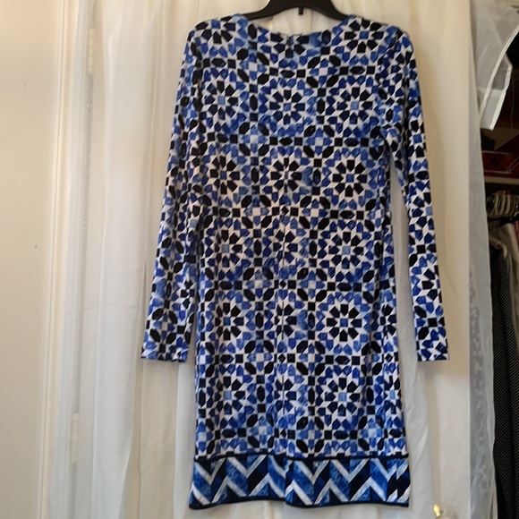 MICHAEL Michael Kors lightweight blues geometric print dress size M - Picture 2 of 5